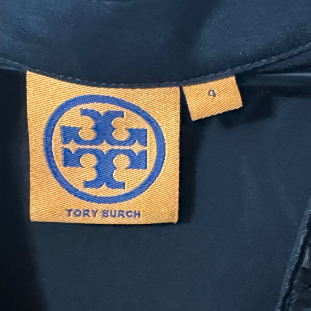 Tory Burch Black Patterned Blouse with Button sleeve Detail - Picture 2 of 7